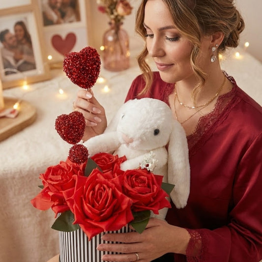 Aşkın En Tatlı Hali: Kraliçe Tavşanlı Kırmızı Gül Hediye Buketi - Özel Gün Hediyesi